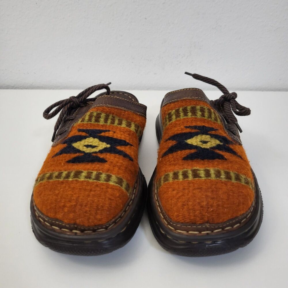 BORN Clogs Womens 9 Orange Wool Southwestern Slip On Comfort Colorful - Picture 3 of 10